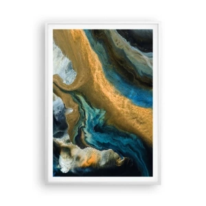 Plakát v bílém rámu - Modrá – žlutá – vzájemné vlivy - 70x100 cm