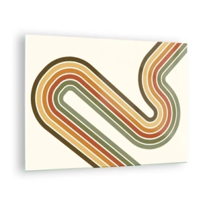 Obraz na skle - Geometrická abstrakce v retro stylu s vlnovkami - 70x50cm - Kličkování do cíle - Moderní nástěnná dekorace do obývacího pokoje a ložnice ARTTOR