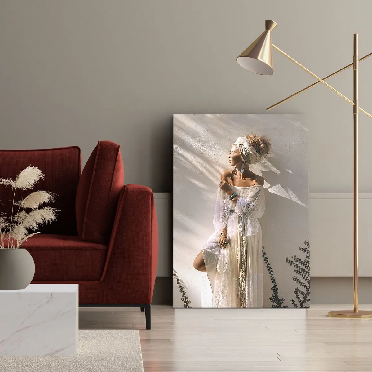 Obraz na plátně - Slunce a dívka - 45x80 cm