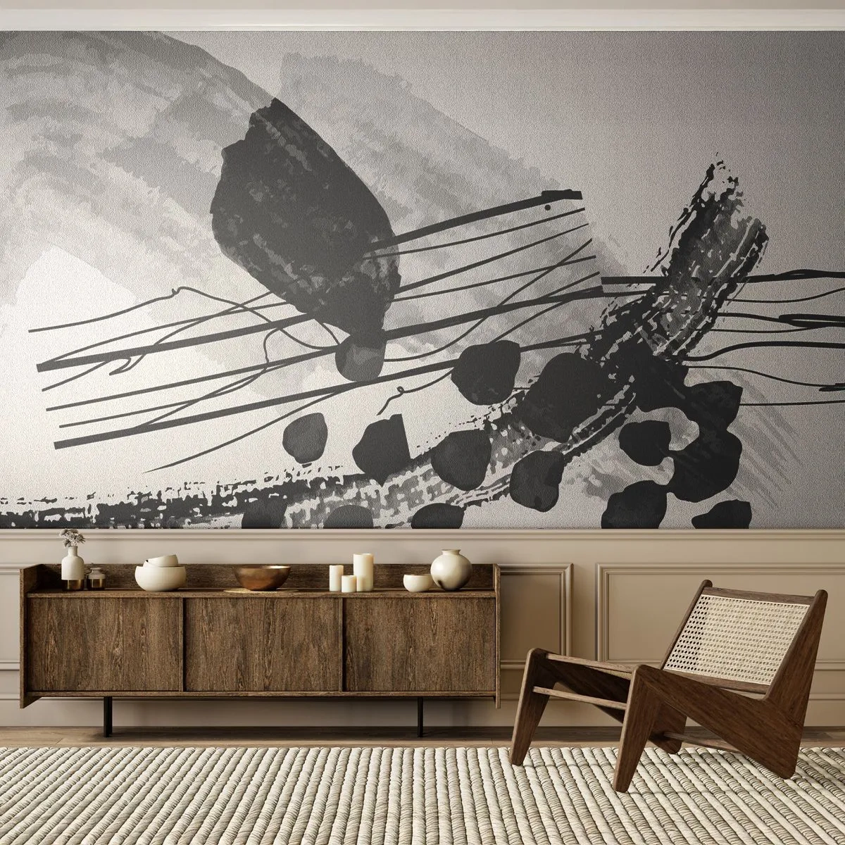 Fototapeta Standard Eco - Černobílá organická abstrakce - Abstrakce, Moderní, Kus - 250x175 cm