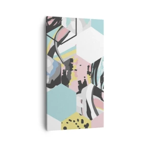 Obraz na plátně - Šestiúhelníky a krychle v šesti barvách - 45x80 cm