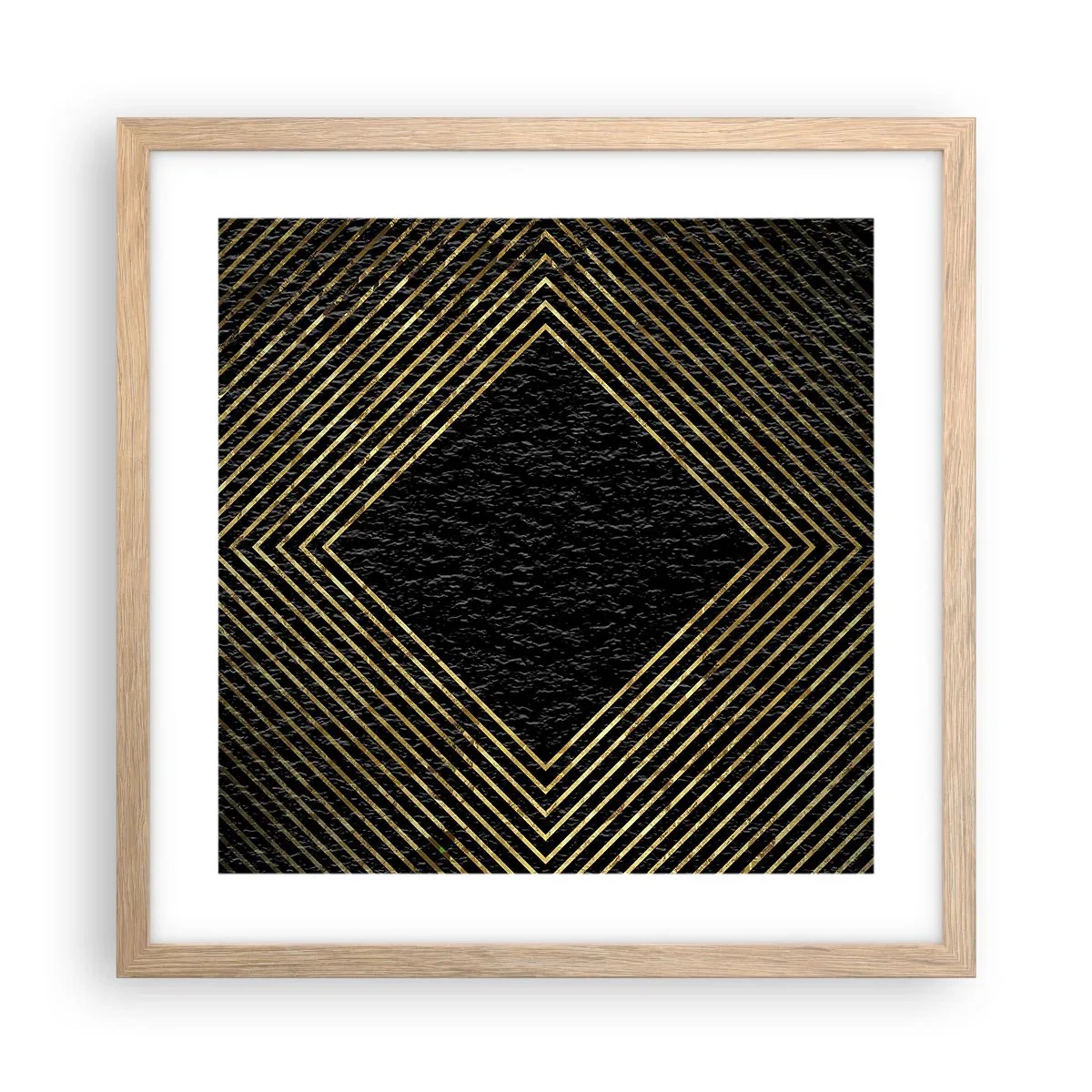Plakát v rámu světlý dub - Geometrie ve stylu glamour - 40x40 cm