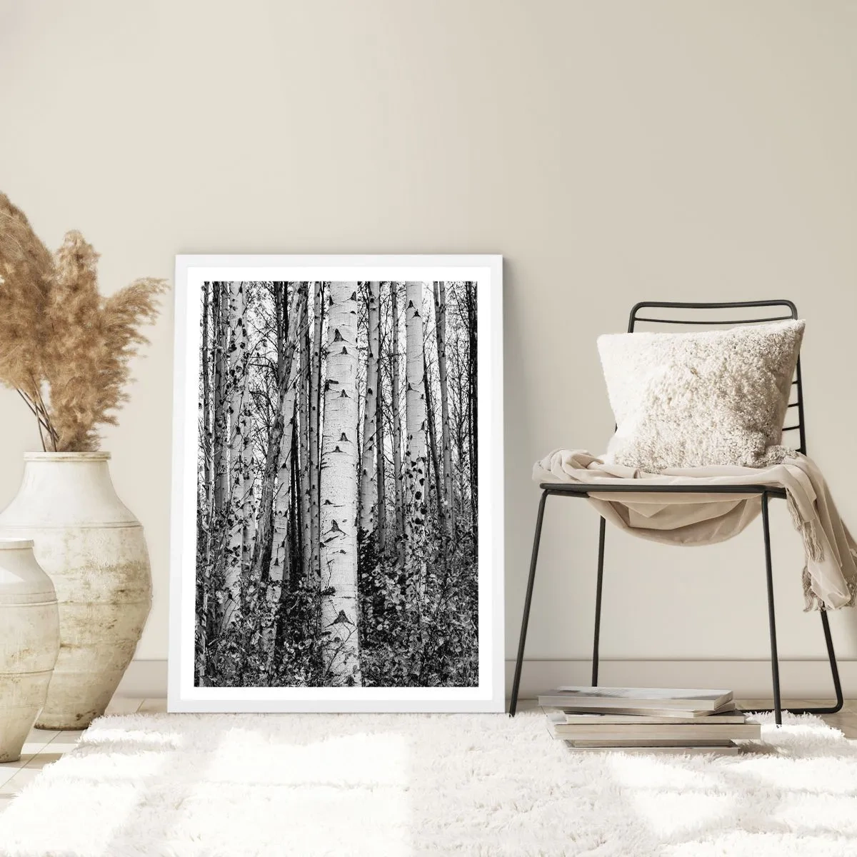 Plakát v bílém rámu - Březová kolonáda - 61x91 cm