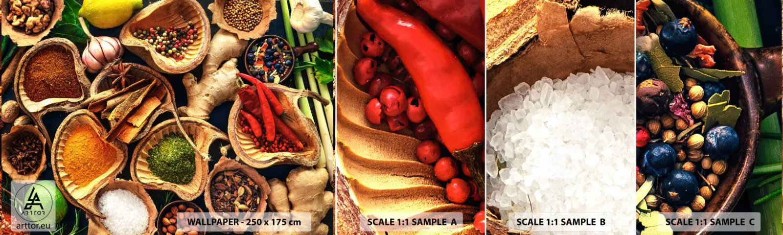 Fototapeta Vzorek Standard Eco - Vezmi si, co chceš - Gastronomie, Sušené bylinky, Koření - 100x30 cm