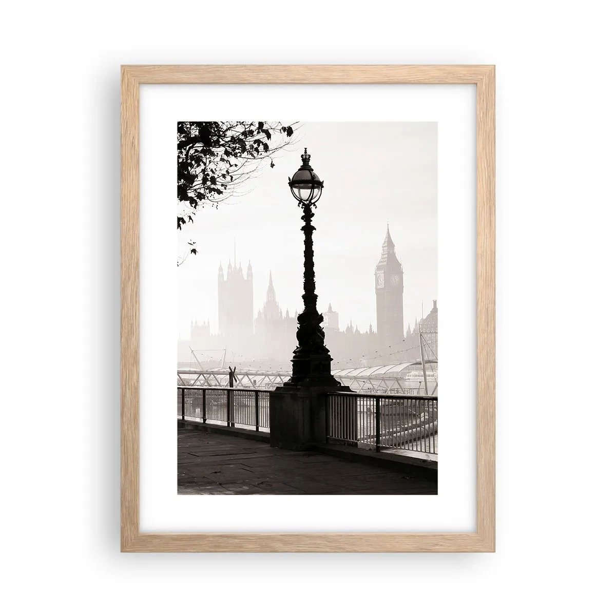 Plakát v rámu světlý dub - Londýnské ráno - 30x40 cm