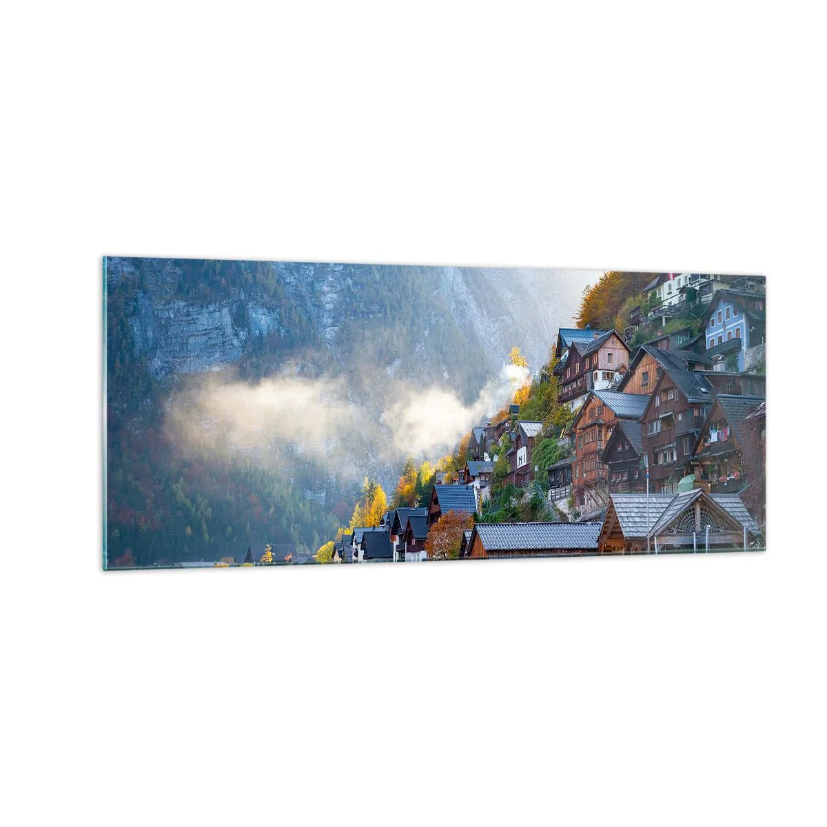 Obraz na skle - Alpská krajina - 100x40 cm