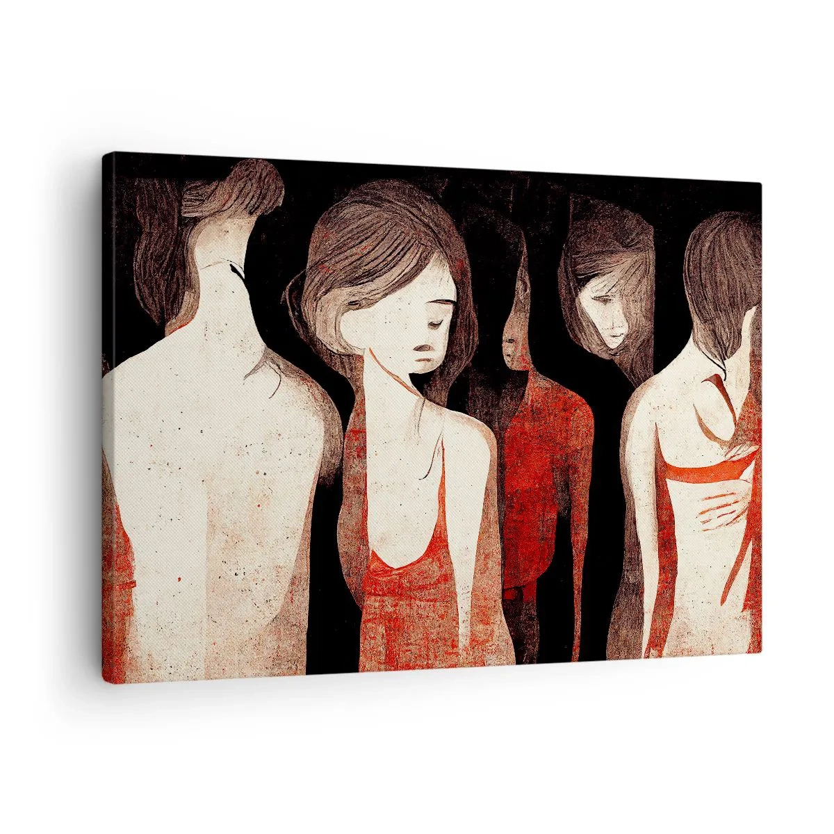 Obraz na plátně - Umělecké postavy v abstraktní kompozici - 70x50cm - Madony z temnoty - Moderní nástěnná dekorace do obývacího pokoje a ložnice ARTTOR