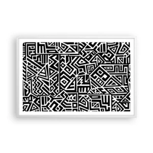 Plakát v bílém rámu - Předkolumbovská kompozice - 91x61 cm