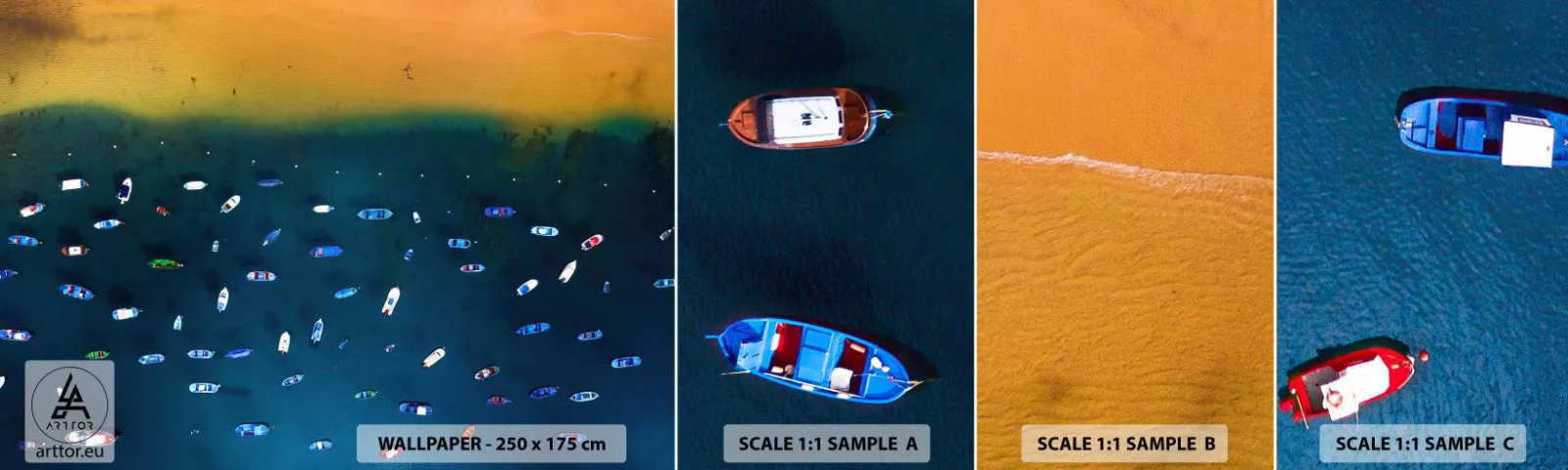 Fototapeta Vzorek Standard Eco - Prázdninová hra - Lodě, Pláž, Pobřeží - 100x30 cm