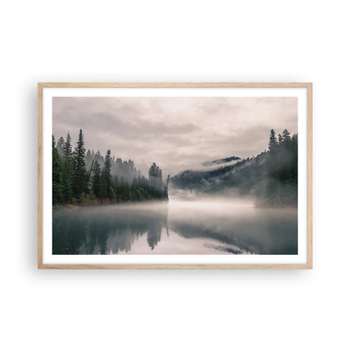 Plakát v rámu světlý dub - V zamyšlení, v mlze - 91x61 cm