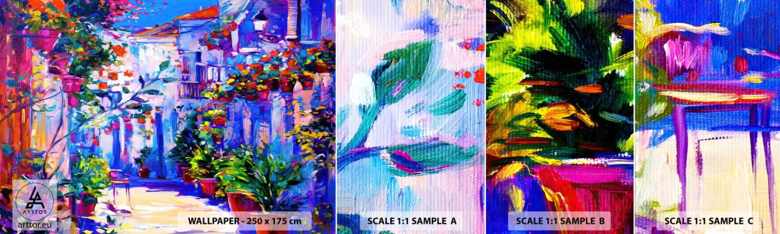 Vzor Fototapety Samolepicí Deluxe Sticker - Imprese - italská ulička - Město, Architektura, Itálie - 100x30 cm