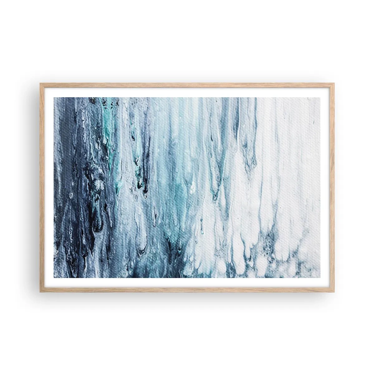 Plakát v rámu světlý dub - Modré rampouchy - 100x70 cm