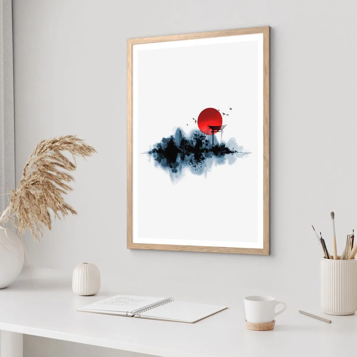 Plakát v rámu světlý dub - Japonský pohled - 70x100 cm