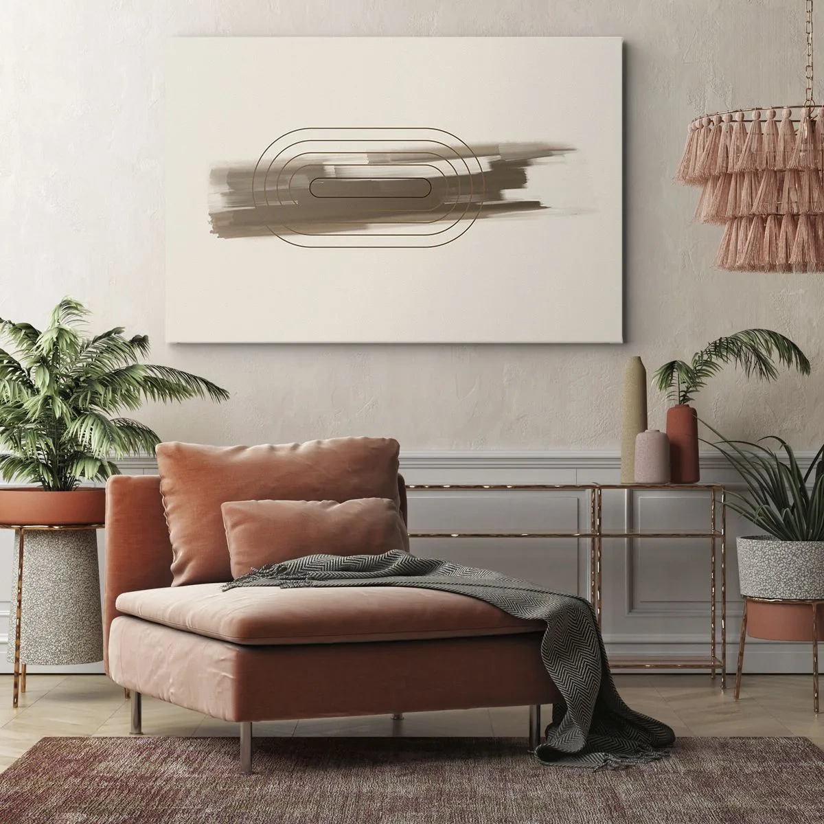 Obraz na plátně - Minimalistická kompozice v odstínech béžové a šedé s geometrickým vzorem - 70x50cm - Závan šedi - Moderní nástěnná dekorace do obývacího pokoje a ložnice ARTTOR