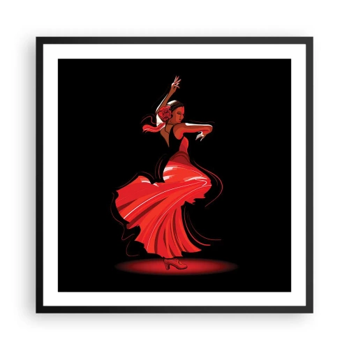 Plakát v černém rámu - Žhavá duše flamenco - 60x60 cm