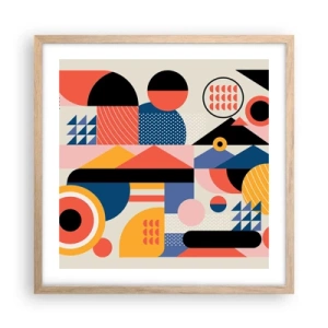 Plakát v rámu světlý dub - Kompozice: pojďme si hrát - 50x50 cm