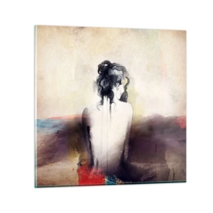 Obraz na skle - Jemné linie, oválné tvary - 70x70 cm