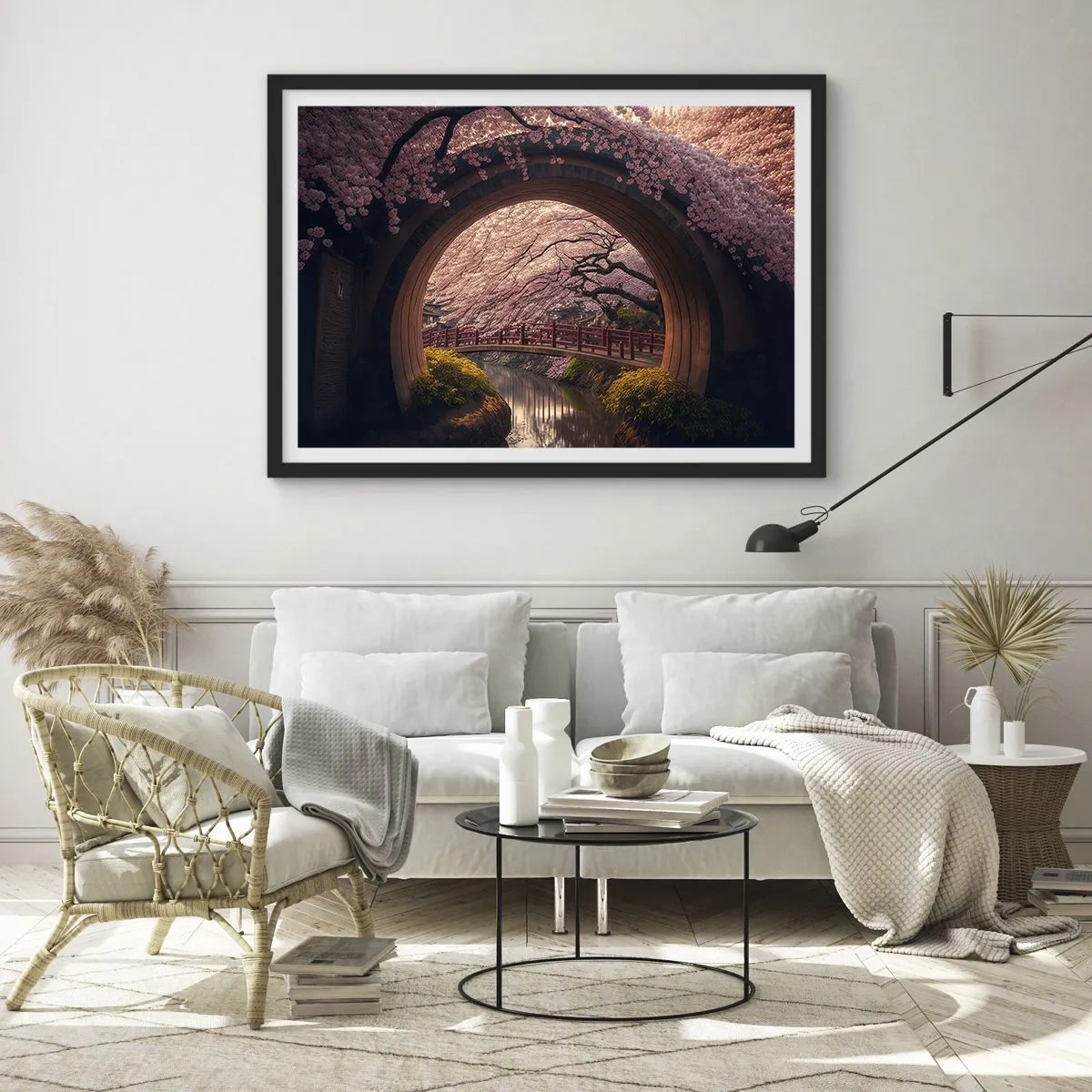 Plakát v černém rámu - Japonské jaro - 50x40 cm