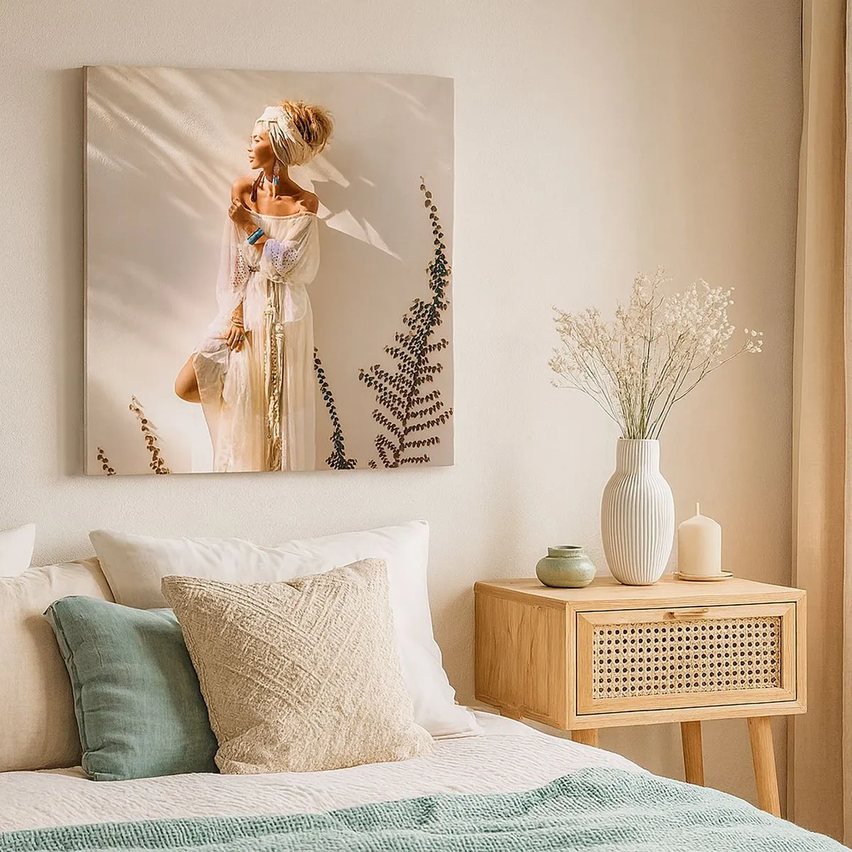 Obraz na plátně - Slunce a dívka - 30x30 cm