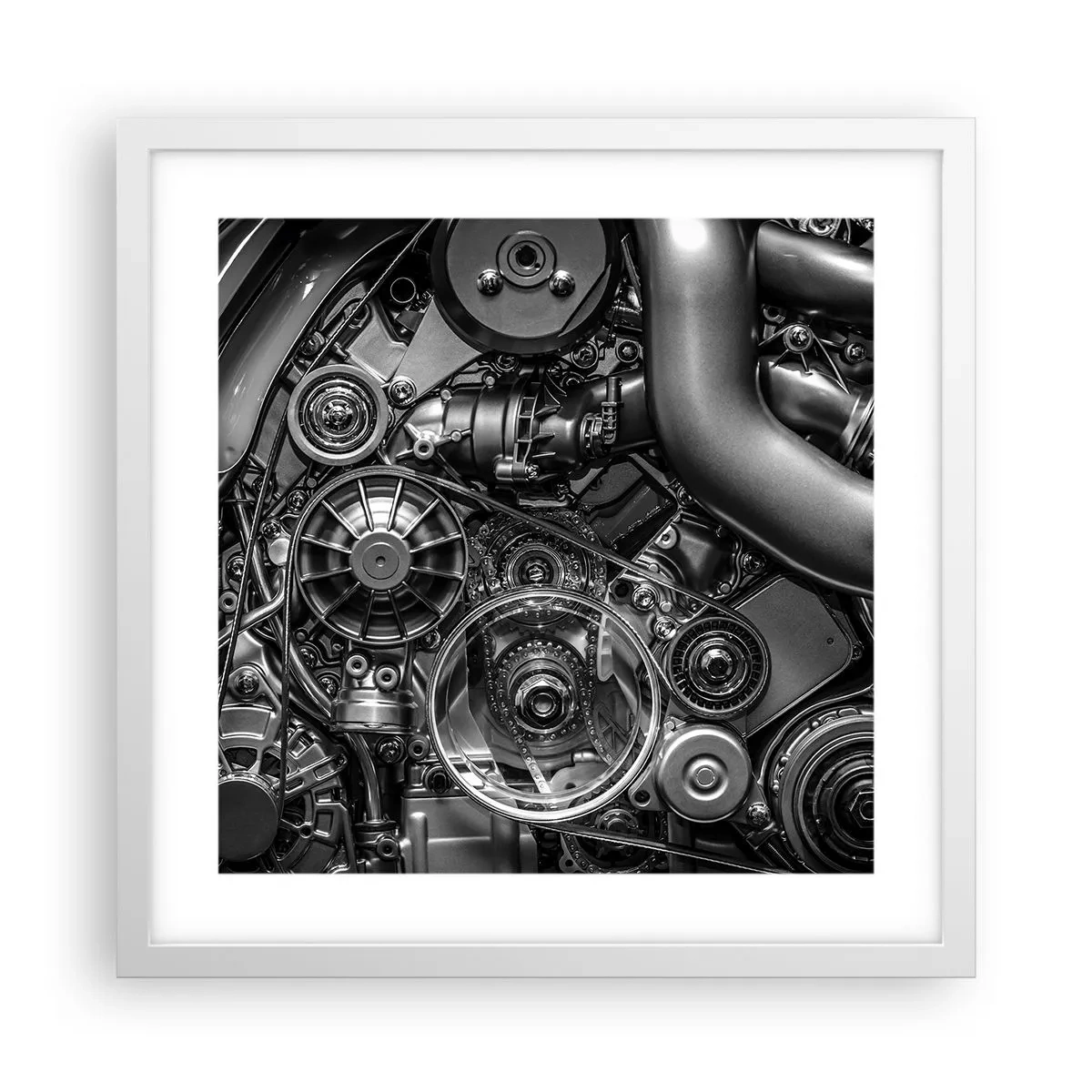 Plakát v bílém rámu - Poezie mechaniky - 40x40 cm