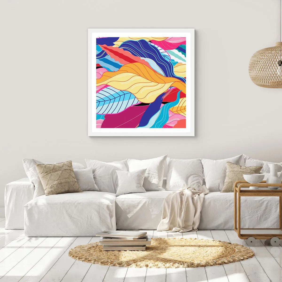 Plakát v bílém rámu - Barevný nepořádek - 60x60 cm