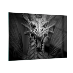 Obraz na skle - Pohádkový drak v šedi - 100x70 cm