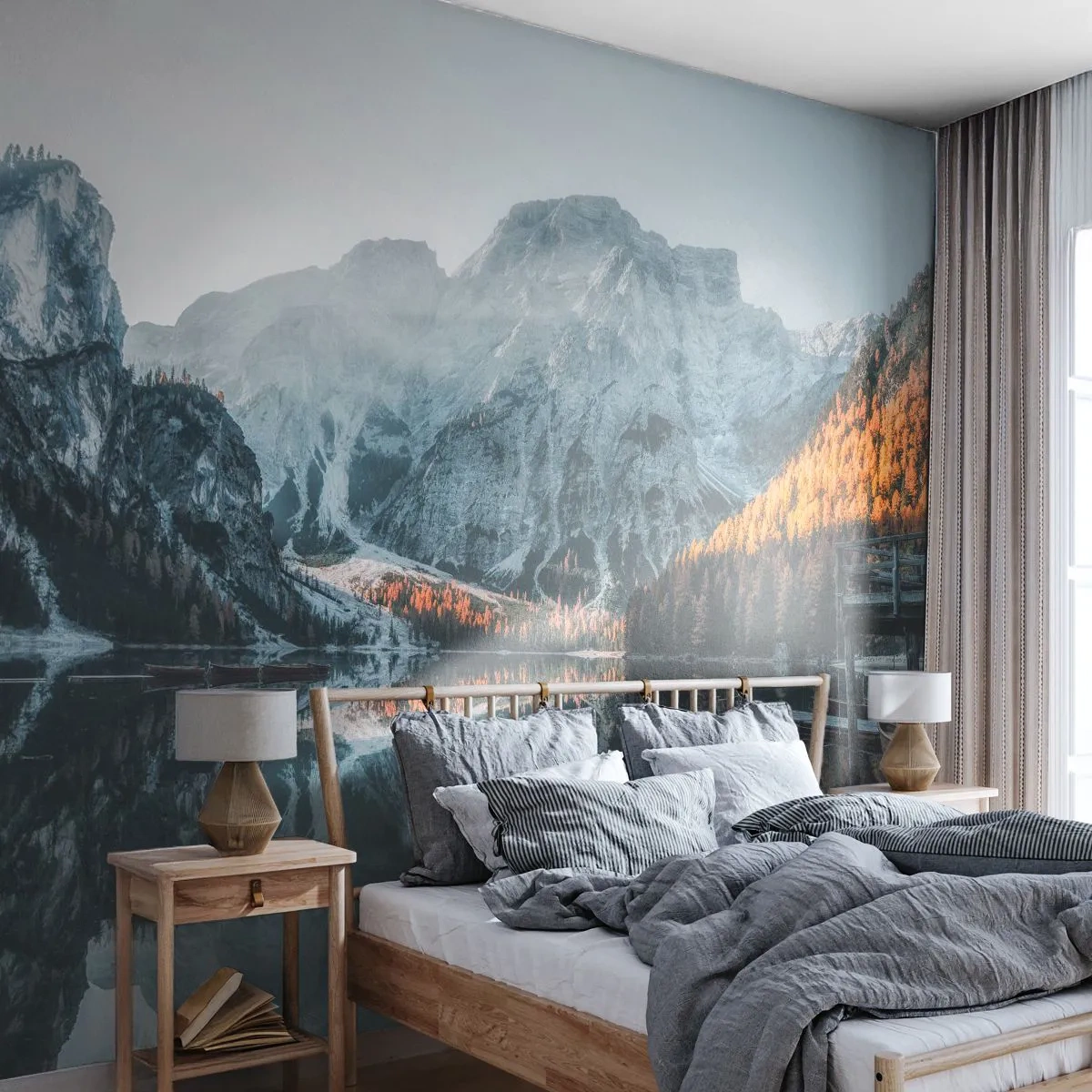 Fototapeta Premium Canvas - Zrcadlová krajina - Krajina, hory, jezero - 400x280 cm