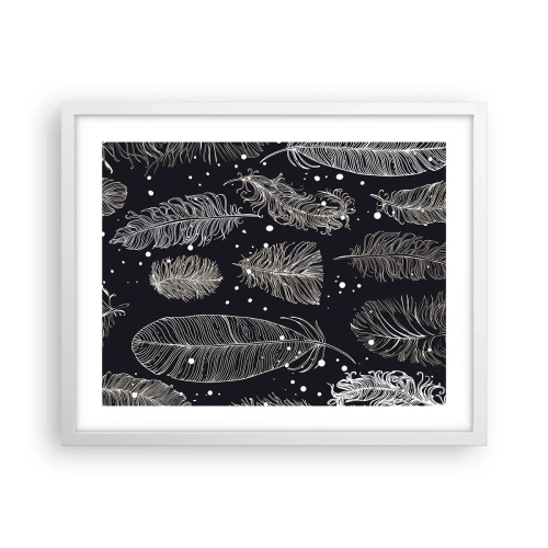 Plakát v bílém rámu - Krajka s peřím - 50x40 cm