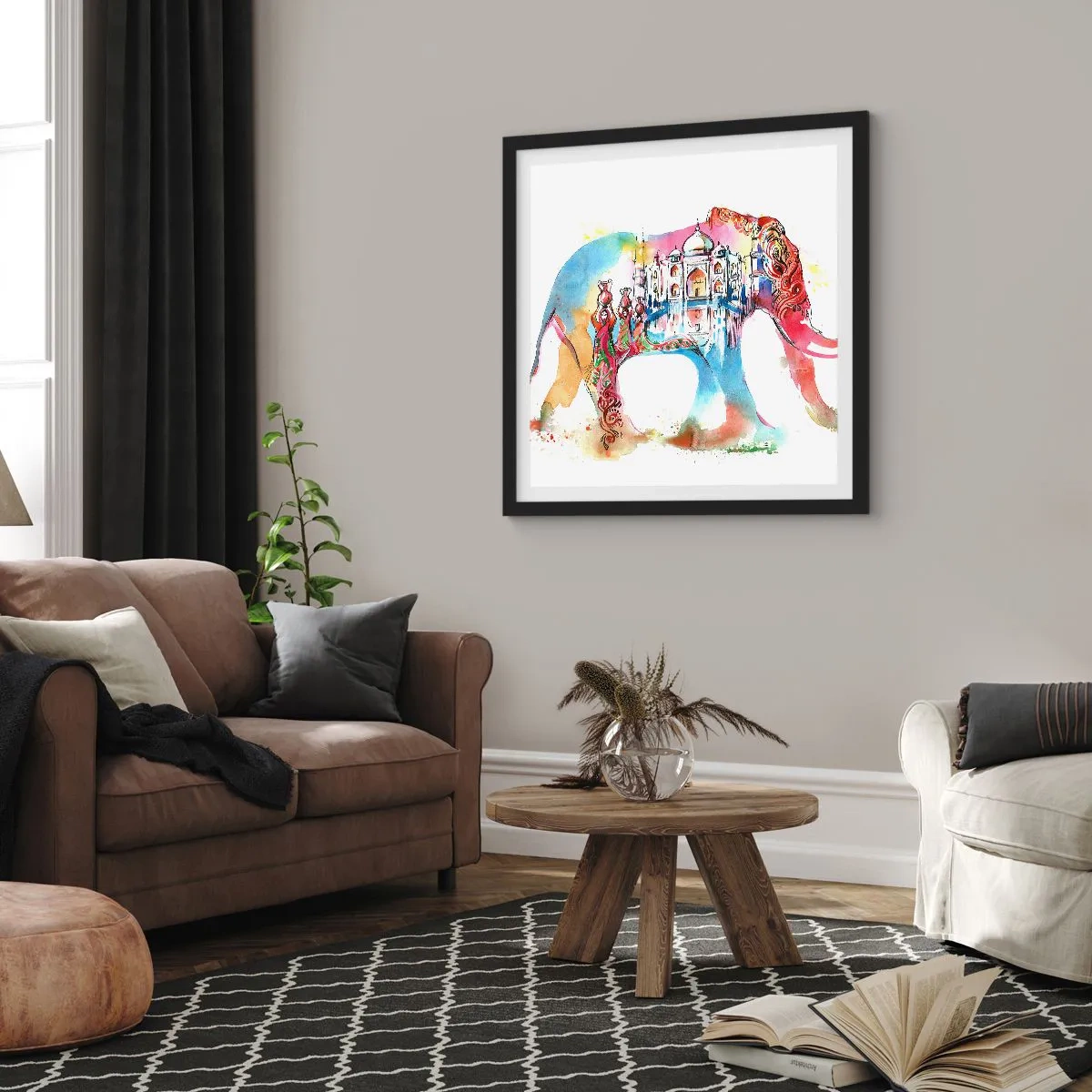 Plakát v černém rámu - Indie - aura lásky - 40x40 cm