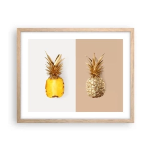 Plakát v rámu světlý dub - Ananas pro nás - 50x40 cm