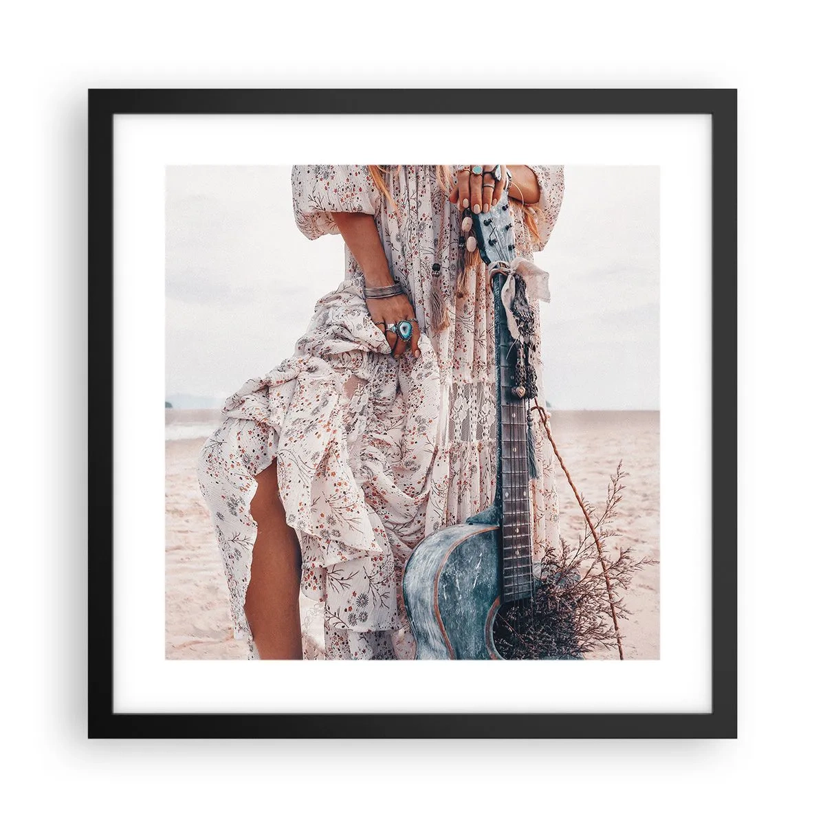 Plakát v černém rámu - Květinové děti na cestě - 40x40 cm