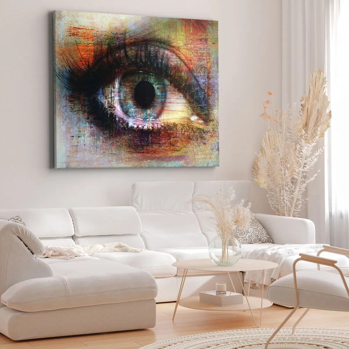 Obraz na plátně - Umělecké oko v multibarevné abstrakci - 70x50cm - Lze se podívat do duše - Moderní nástěnná dekorace do obývacího pokoje a ložnice ARTTOR