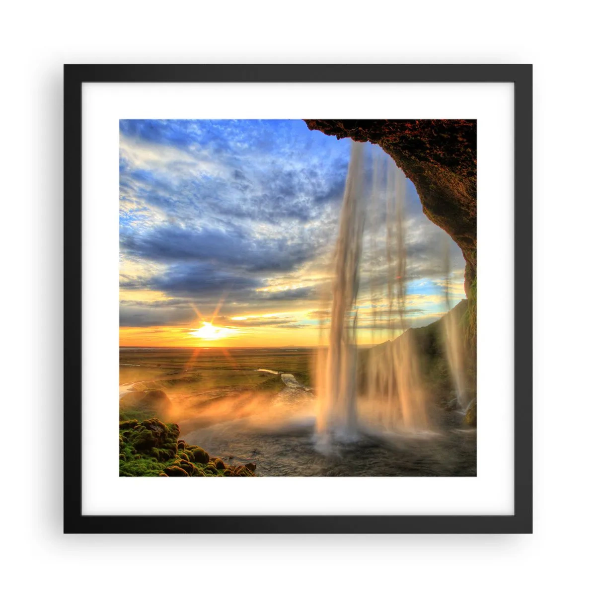 Plakát v černém rámu - Svět za závojem kapek - 40x40 cm