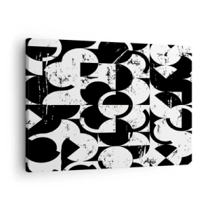 Obraz na plátně - Abstraktní černobílý geometrický vzor s vintage efektem - 70x50cm - Bílé je bílé a černé černé - Moderní nástěnná dekorace do obývacího pokoje a ložnice ARTTOR