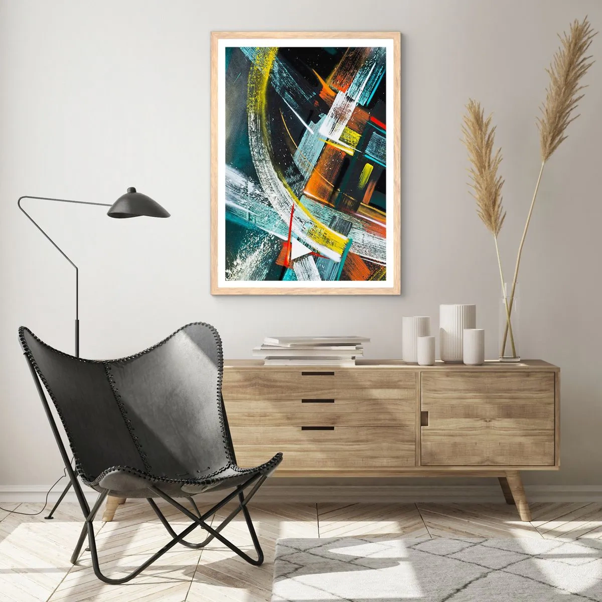 Plakát v rámu světlý dub - Energie pohybu - 30x40 cm