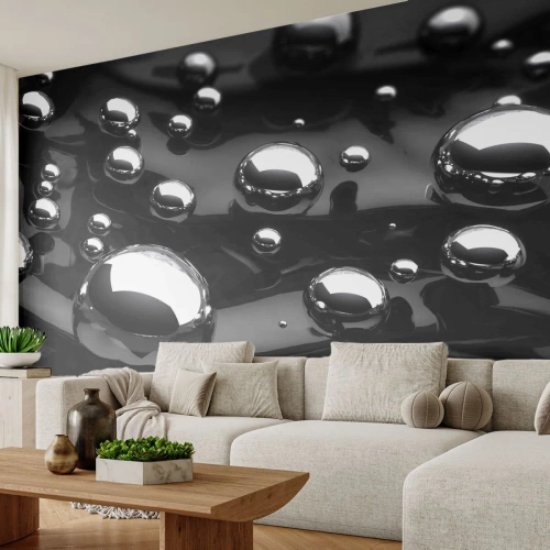 Fototapeta na míru Premium Sand - Z černé tůně - Abstrakce, Chromové koule, 3D