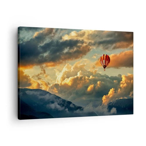 Obraz na plátně - Balón na pozadí dramatických mraků - 70x50cm - Letím, protože chci - Moderní nástěnná dekorace do obývacího pokoje a ložnice ARTTOR