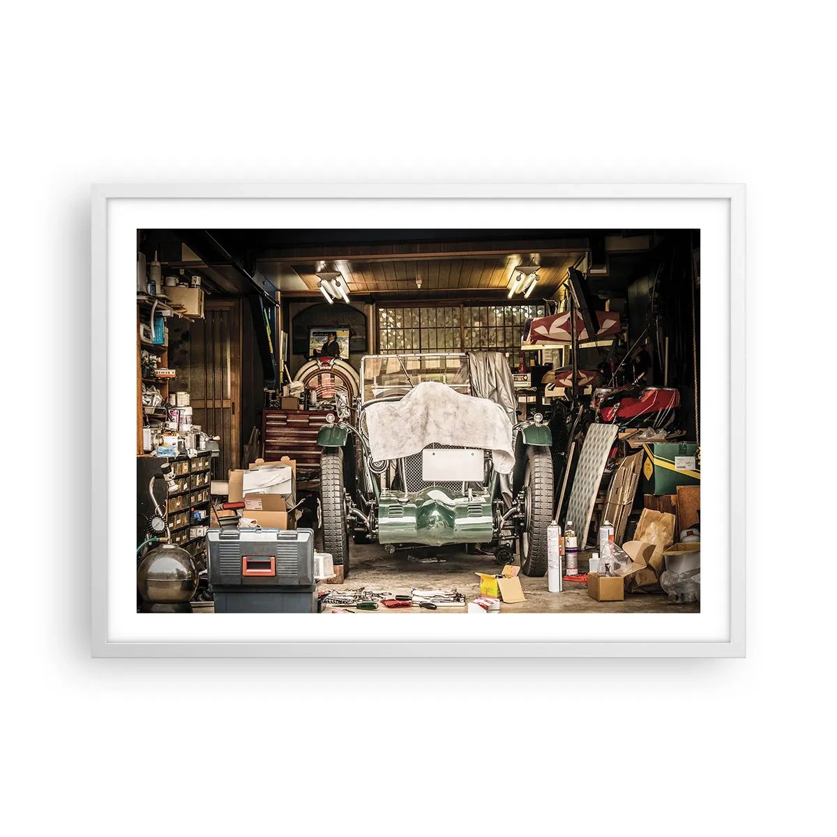 Plakát v bílém rámu - Zpět do minulosti - 70x50 cm