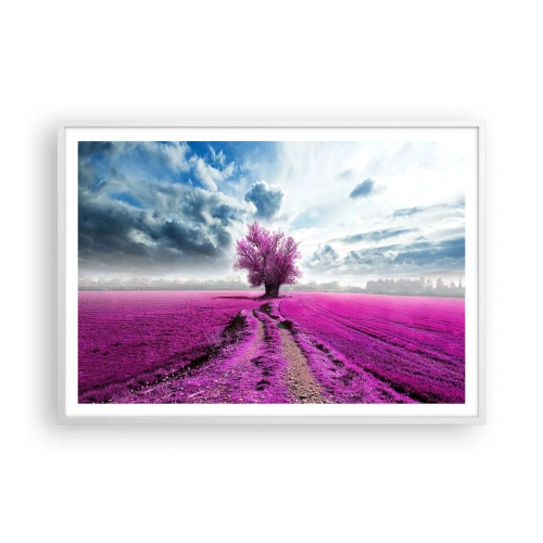 Plakát v bílém rámu - Vřesoviště - divočina - 100x70 cm