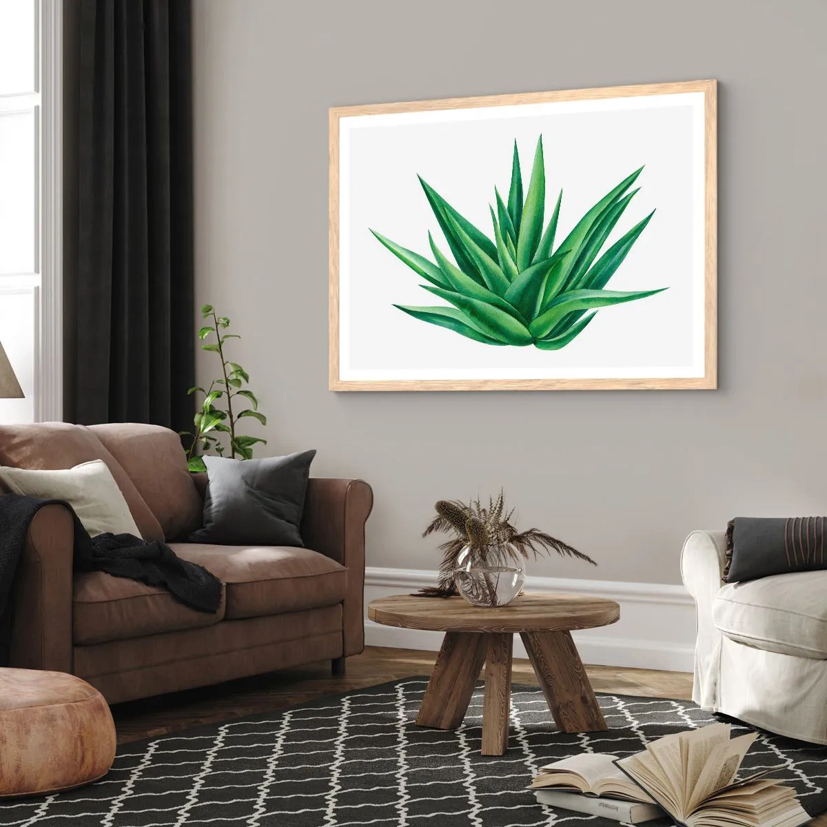 Plakát v rámu světlý dub - Zelená – síla – život - 91x61 cm