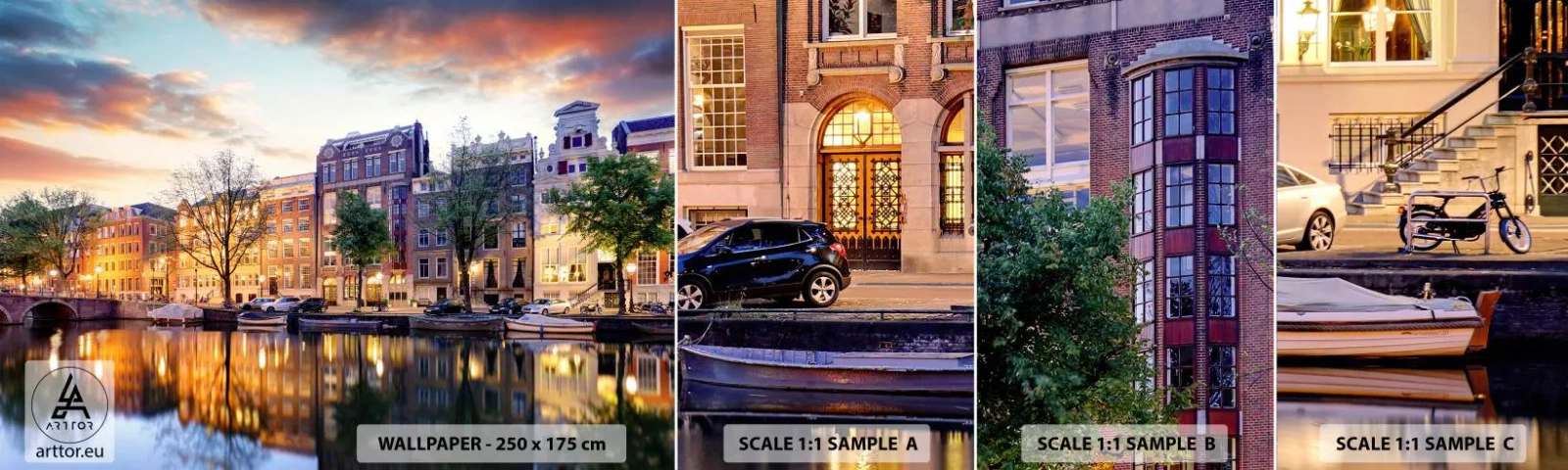 Vzor Fototapety Samolepicí Deluxe Sticker - Zdrženlivá a vyrovnaná nizozemská krása - Město, Architektura, Amsterdam - 100x30 cm