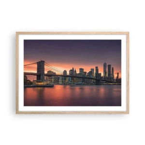 Plakát v rámu světlý dub - Ponořené do liliového ticha - 70x50 cm