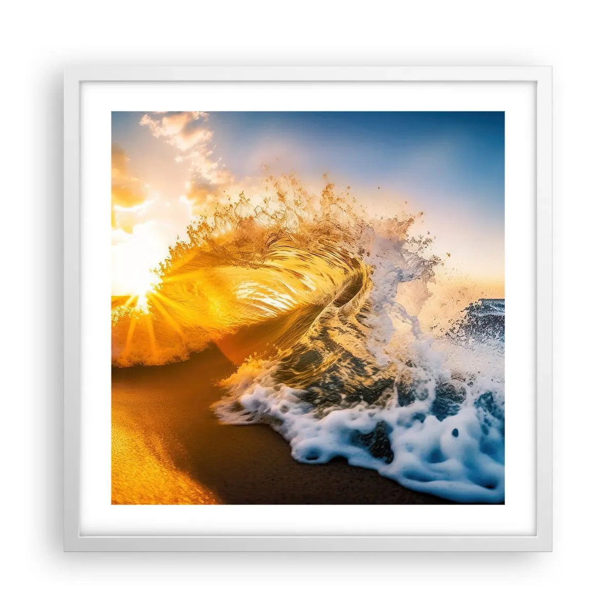 Plakát v bílém rámu - Hra v písku - 50x50 cm