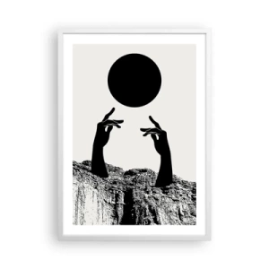 Plakát v bílém rámu - Surrealistická kompozice: slunce a zbytek - 50x70 cm