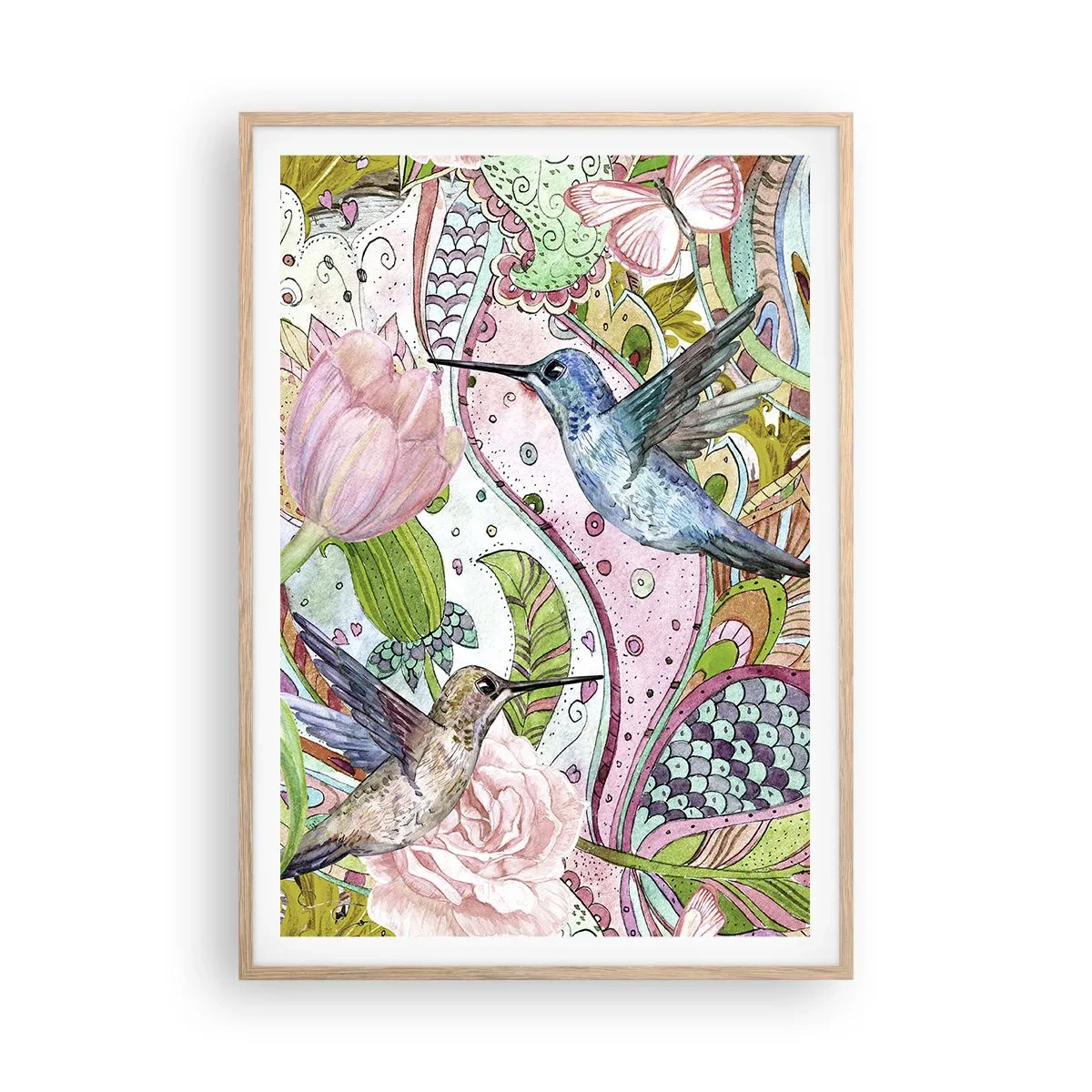 Plakát v rámu světlý dub - Zamotané do lián - 70x100 cm