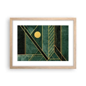 Plakát v rámu světlý dub - Dynamika zlata a lazuritu - 40x30 cm
