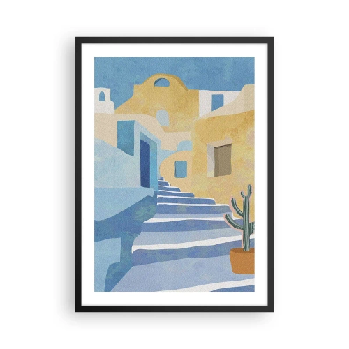 Plakát v černém rámu - Středomořská architektura v pastelových barvách - 50x70cm - Den v arabském městě - Moderní nástěnná dekorace do obývacího pokoje a ložnice ARTTOR
