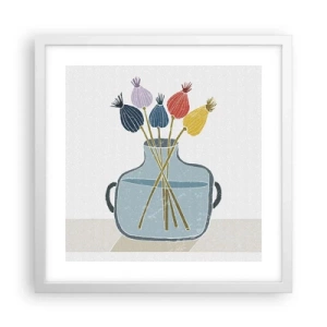 Plakát v bílém rámu - Makové květy - 40x40 cm