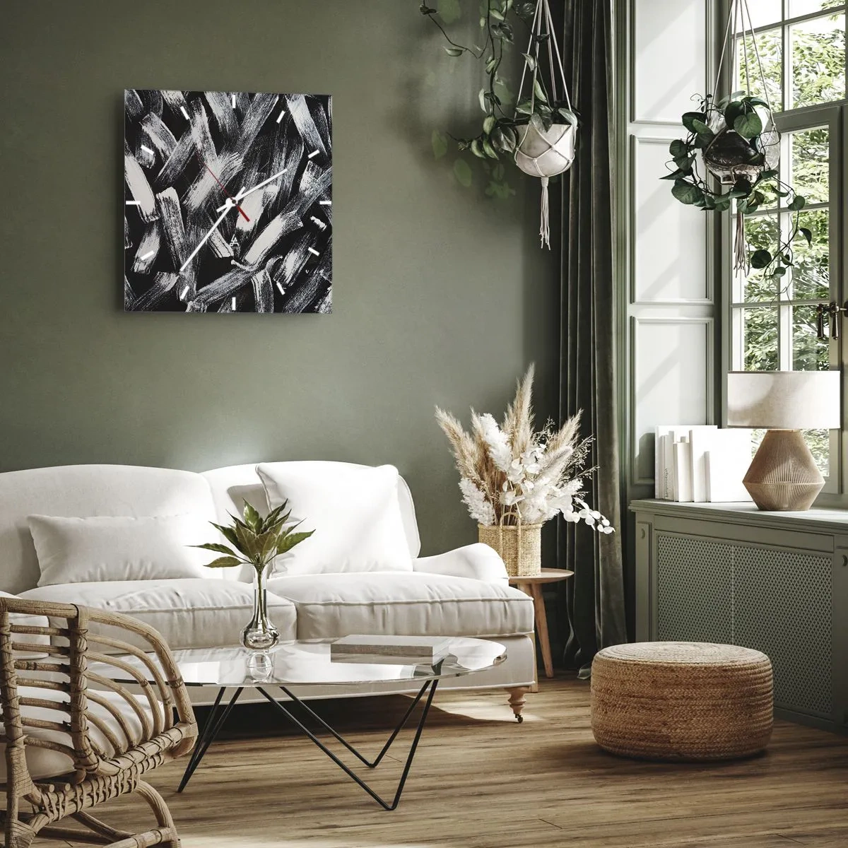 Nástěnné hodiny - Abstrakce v industriálním duchu - 30x30 cm