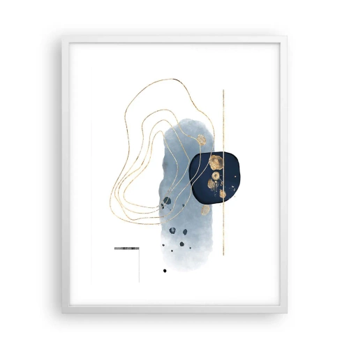 Plakát v bílém rámu - Modro-zlatá fantazie - 40x50 cm